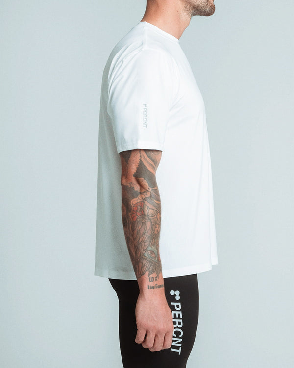 PERCNT® On Pace Performance Reflective Core T-Shirt - White
