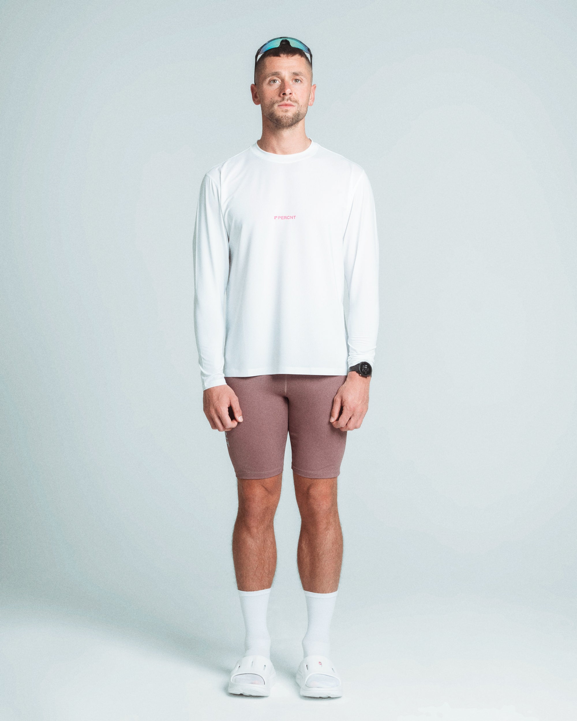 PERCNT® On Pace Performance Team LS T-Shirt - White / Pink