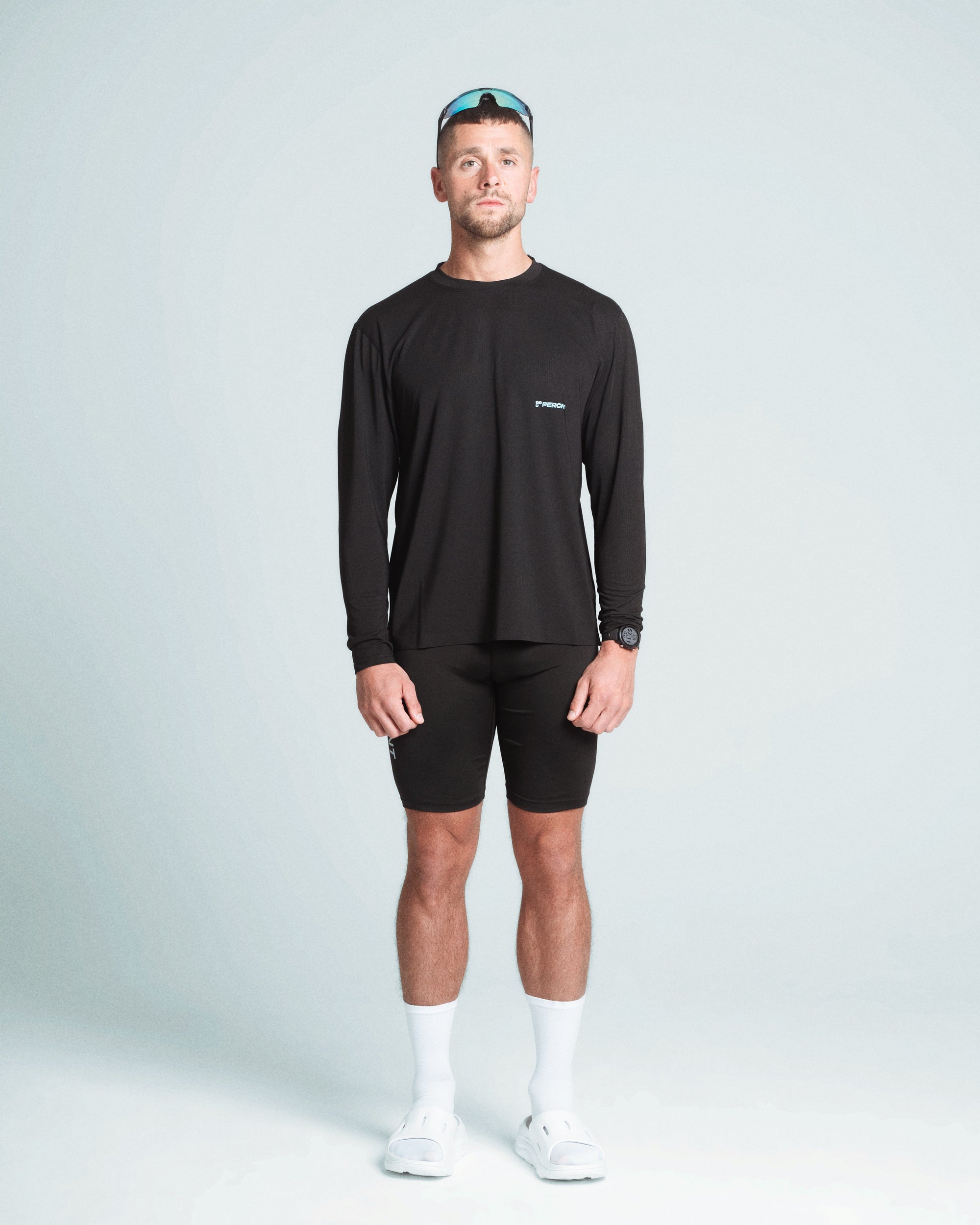 PERCNT® On Pace Performance Trail LS T-Shirt - Black / Blue